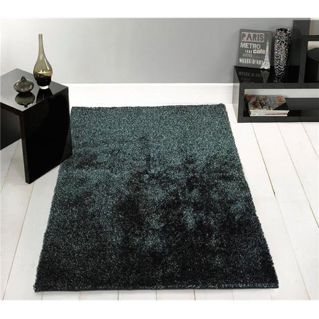 Amazing Rugs A1003-23 2 x 3 ft. Fuzzy Shaggy Black & Ash Hand Tufted Area Rug