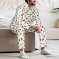thumbnail image 7 of Naloa Undersea Animals Men’s Pajamas Set - Long Sleeve Button Down Sleep Shirt and Pajama Bottoms Sleepwear Set-Large, 7 of 7