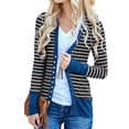 thumbnail image 2 of Women's Long Sleeve Button Down Knitted Stripe Cardigan, 2 of 4