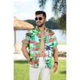 thumbnail image 3 of LA LEELA Men's Hawaiian Shirts Short Sleeve Button Down Shirt Mens Hawaii Shirts Boho Vacation Casual Summer Beach Shirts for Men Funny L Tropical Leaves, Autumn Green For Dad, 3 of 5