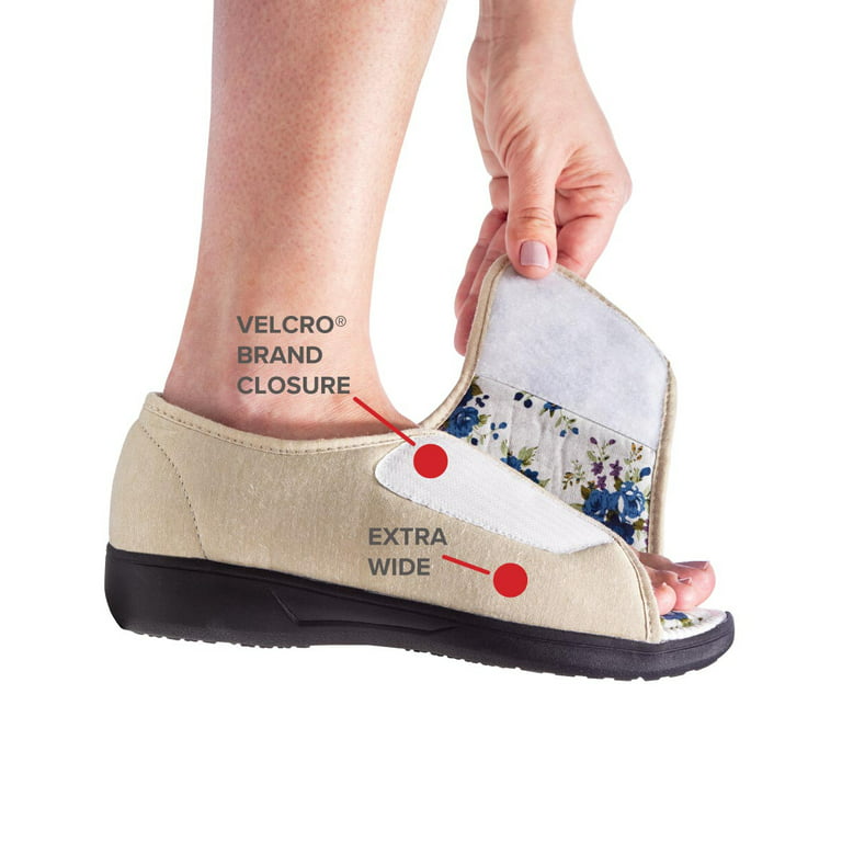 Women's Open Toe Velcro Shoes - Extra Wide Width - Silverts