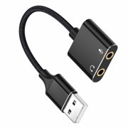 Plugs And Play USB To 3.5mm Adapter USB External Stereo Sound Card For Professional Microphone And Headphone Use