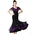 thumbnail image 2 of Women Sequin Flower Embroidered Skirt Flamenco Ballroom Practice Dress Big Swing Skirts Dance Performance Skirt for Women Girls, 2 of 7