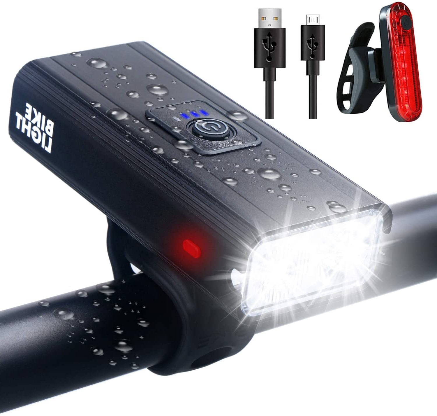 Rechargeable Bicycle Light 1600 Lumens Front Cycling Headlamp Signal Rear Lamp 
