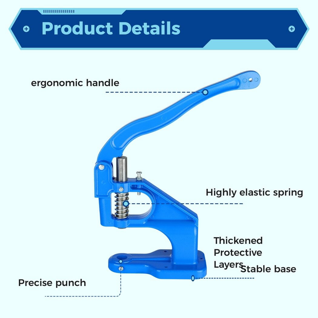 Hand Press Grommet Eyelet Puncher, Heavy Duty Hand Press Eyelet Grommet Machine Punch Tool Kit with 3000 Grommets for Banners Signs Clothing Curtains
