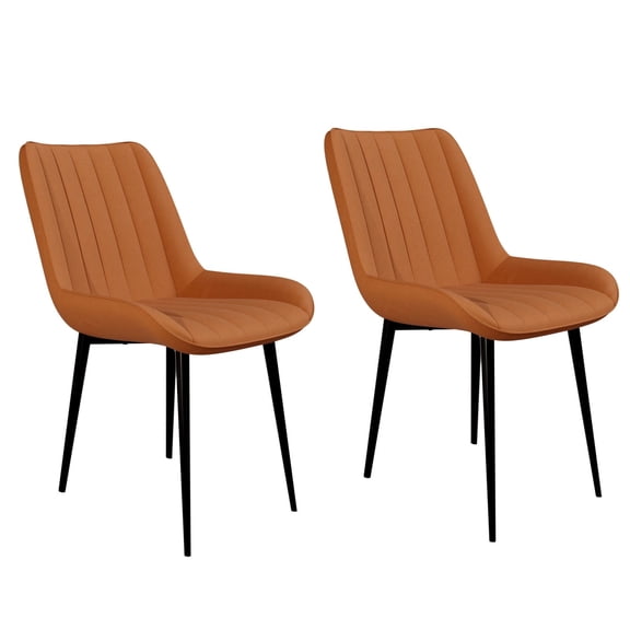 LAZY BUDDY 2-Piece Dining Chairs Set, Modern Upholstered Kitchen Chairs with High Back & Metal Legs