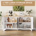 thumbnail image 4 of Buffet Cabinet for Dining Room, 61.4" Large Coffee Bar Sideboard with Rattan Doors and Shelves, Farmhouse Kitchen Storage Cabinet for Kitchen, Living Room, Hallway, 4 of 8