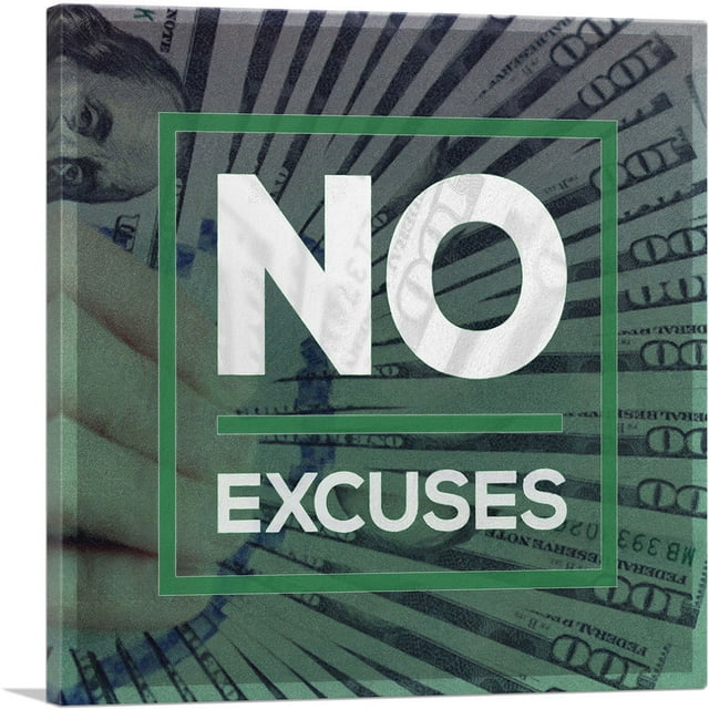 ARTCANVAS No Excuses Business Motivational Canvas Art Print - Size: 12" x 12" (0.75" Deep)