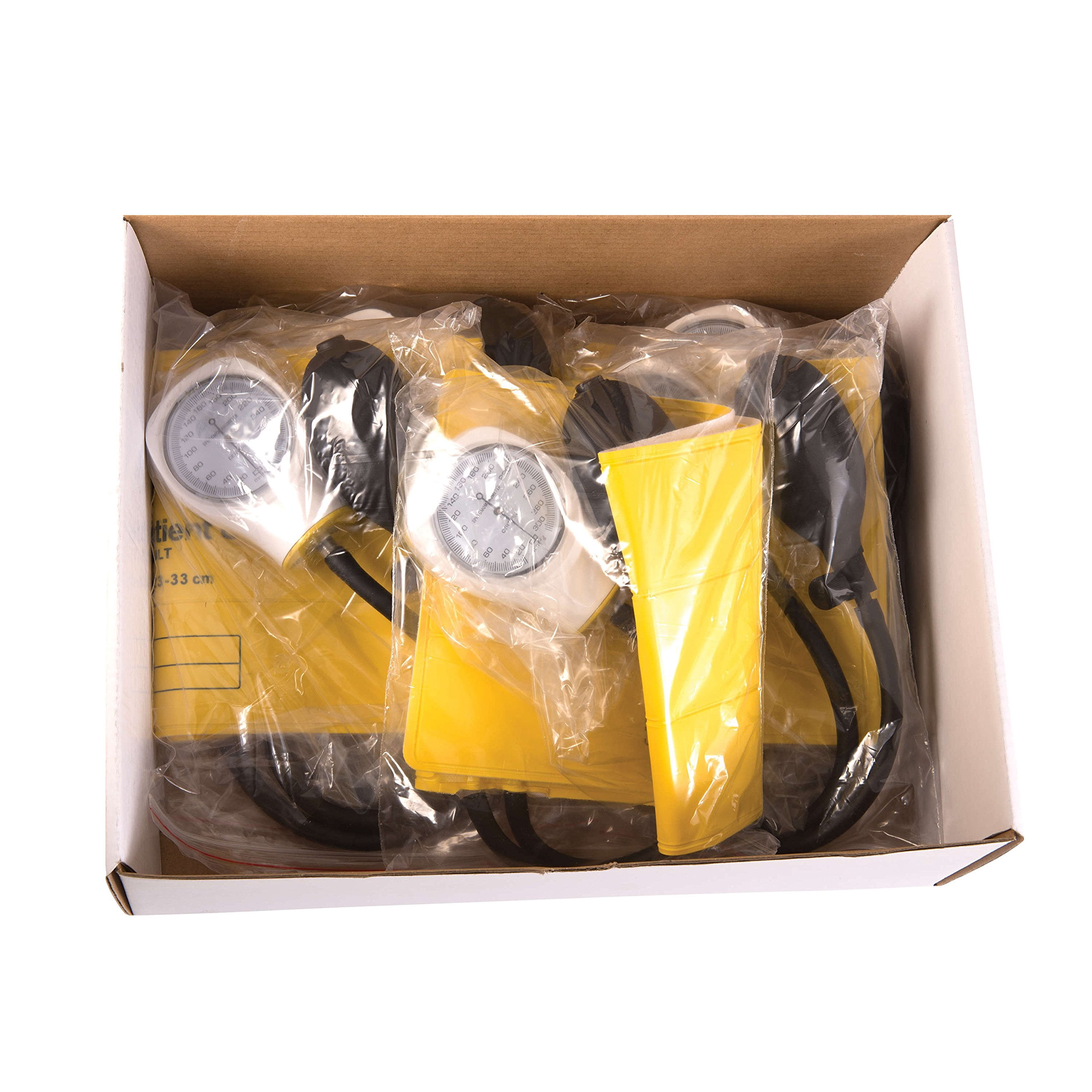 MABIS Disposable Arm Blood Pressure Cuff, Manual Sphygmomanometer, Single Use, Adult Size, Box of 5, Yellow