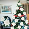 thumbnail image 2 of 15 Pcs Christmas Glitter Flowers Christmas Tree Ornaments Shining Artificial Poinsettia Christmas Flowers Decoration with Clips for Xmas Holiday Wedding Wreath Party Floral Decorations(White), 2 of 5
