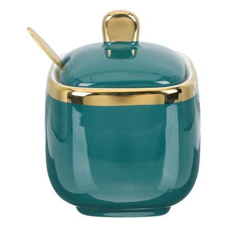 

NUOLUX 1 Set Seasoning Jar Delicate Ceramic Ware Condiment Canister Sugar Salt Jar with Spoon