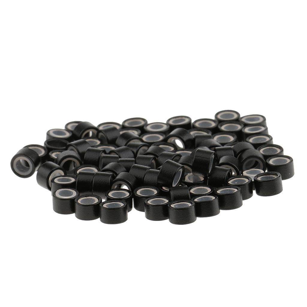 EHJRE 2 Bottles Silicone Links Rings Beads for Hair Extensions Tool, Two Colors( Light Brown/Black), 1000Pcs In Each Bottle