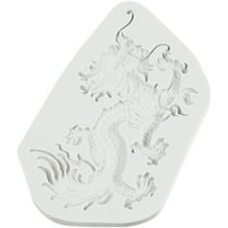 ORDDIART Grey Dragon Mold for Polymer Clay 1 Piece Silicone Baking Mold for Chocolate Casting Chinese Style