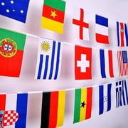 National Flag Country Team String 32 Countries Flags World Hanging Flags for Football Garden Party Decor 32.8Feet/26Feet