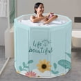 thumbnail image 6 of SLLINGLUO Foldable Bathtub for Adult Kids, No-Installation Portable Bath tub for Baby Swimming Bathing Sauna Soaking Tub, Blue & Flowers, 6 of 7