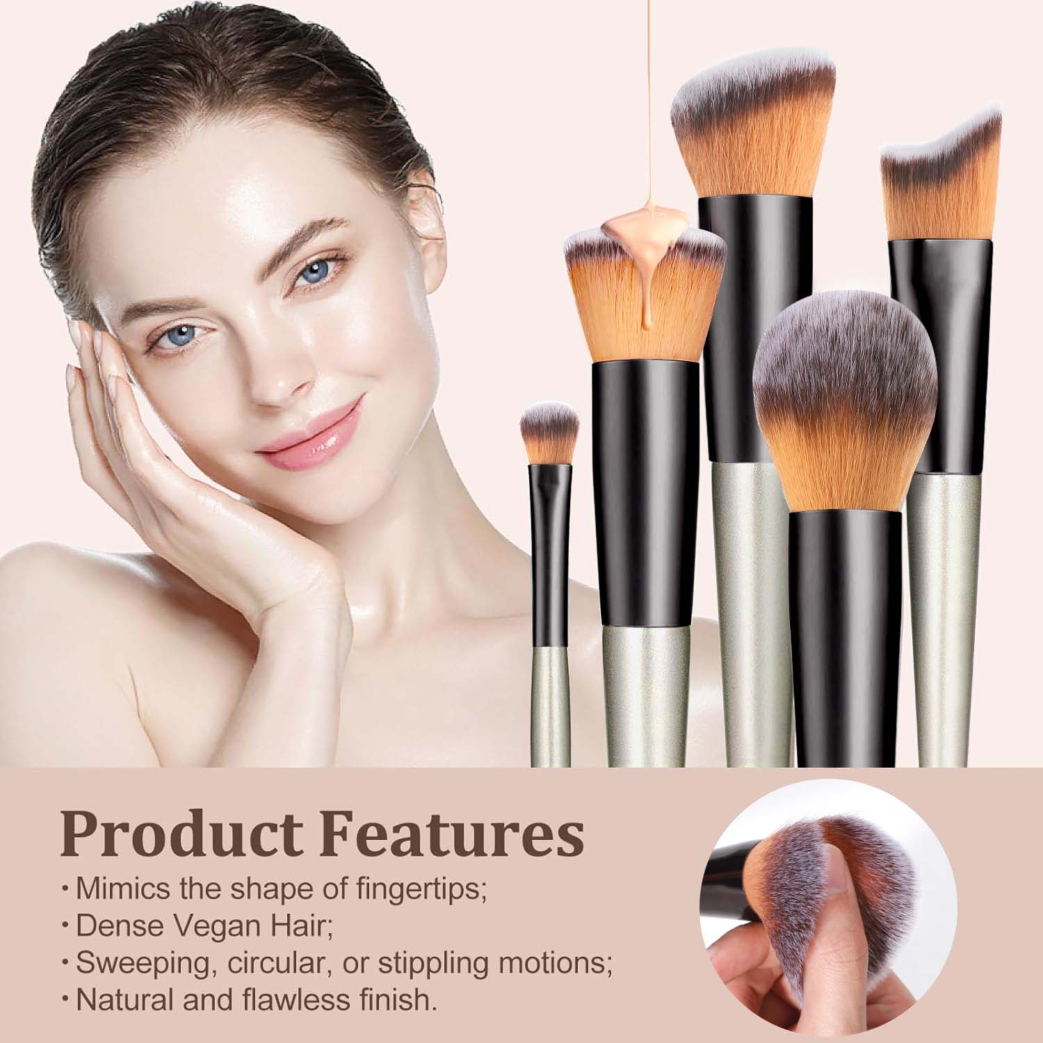 Livhil 18-Piece Professional Makeup Brush Set Gold photo 3