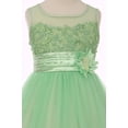 thumbnail image 2 of Sleeveless Pearl Coiled Mesh Ribbon Sash Easter Summer Flower Girls Dresses Big Girl Lime 8 CC 5015, 2 of 4