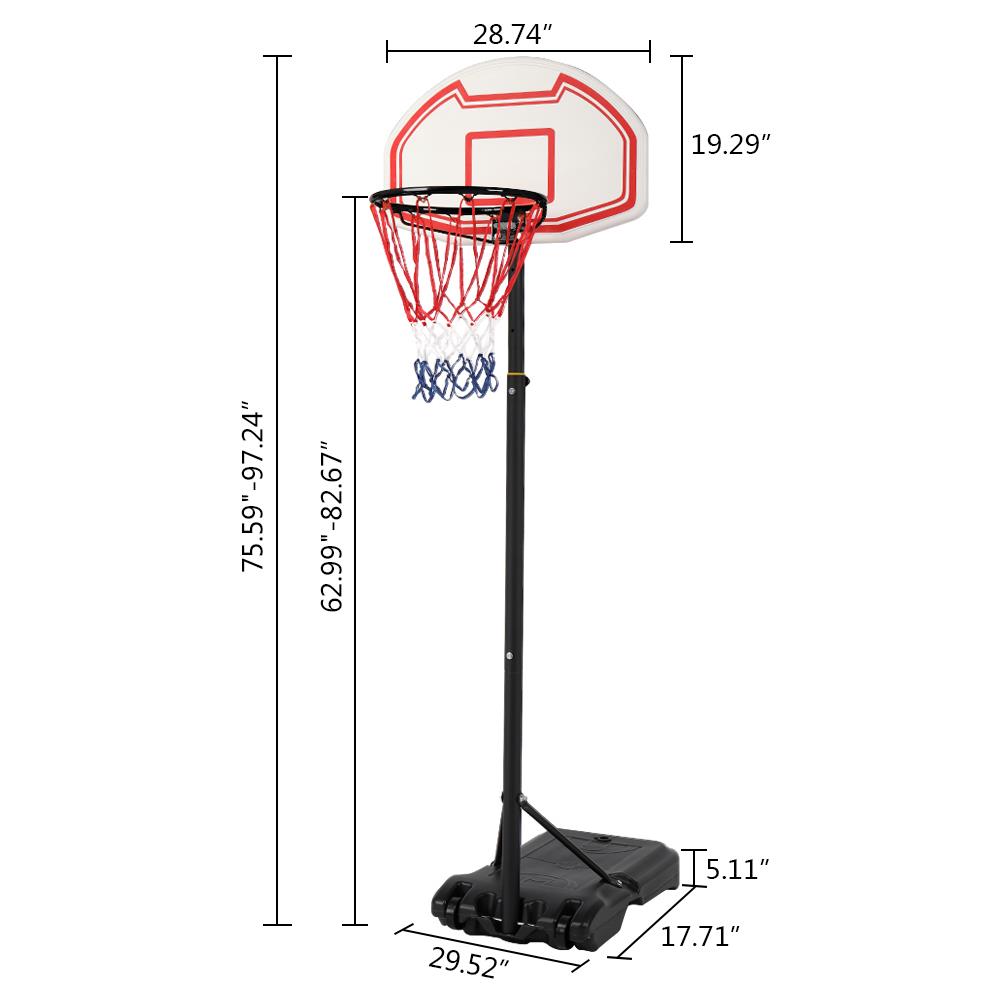 Zimtown 5.2'-6.9' Height Adjustable Basketball Hoops, Movable / Portable Basketball Goals System with Net, Rim, Backboard, for Teen Outside Backyard Playing - image 2 of 11