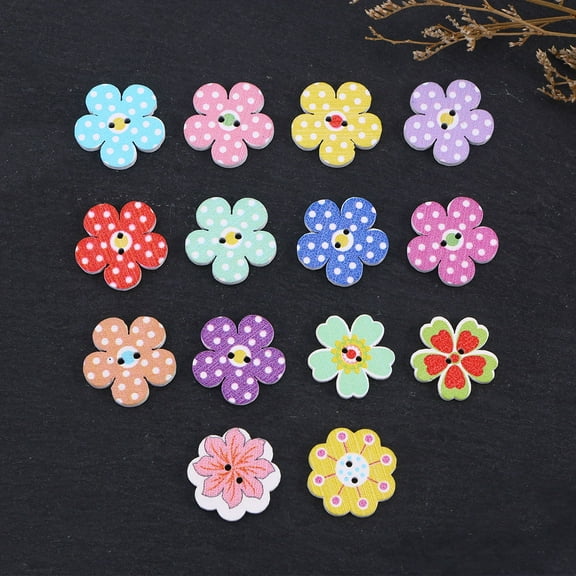 Raindrops 50Pack Wooden Buttons Random Color Cute Buttons for Baby Sweaters Scrapbooking