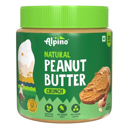 Alpino Natural Peanut Butter Spread Crunch 14.1 oz 100% Roasted Peanuts No Added Sugar & Salt Vegan