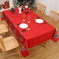 thumbnail image 3 of Garvee Wreath Bordered Christmas Table Cloth Wipe Clean, Water Resistant Fabric Tablecloth with Flower Print, 60 x 84, Red, 3 of 4