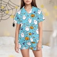 thumbnail image 2 of Leey-World Matching Pajamas Girls Comfortable and Breathable Short Sleeved Top Shorts Home Clothes Halloween Cute Pattern Homewear Set, 2 of 5