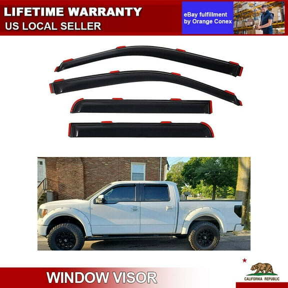 Fit For Ford F150 Crew Cab 09-14 Window Visor Vent Shade/Sun Wind/Rain Deflector