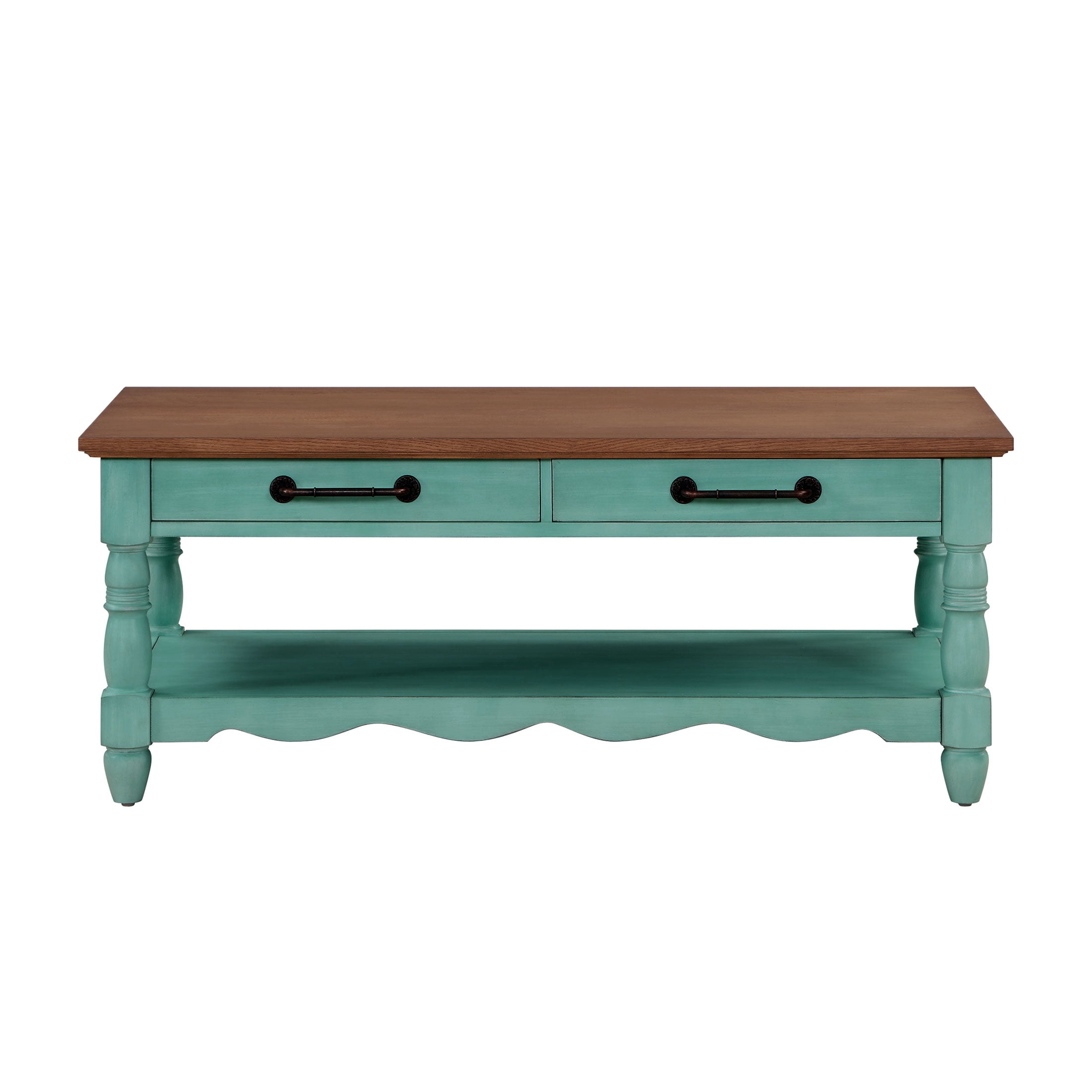 The Pioneer Woman Helen Coffee Table Made With Solid Wood Frame, Teal