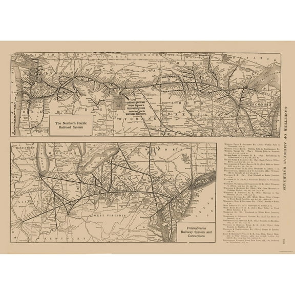 Railroad Map - Northern Pacific Pennsylvania Railroad - Reynold 1921