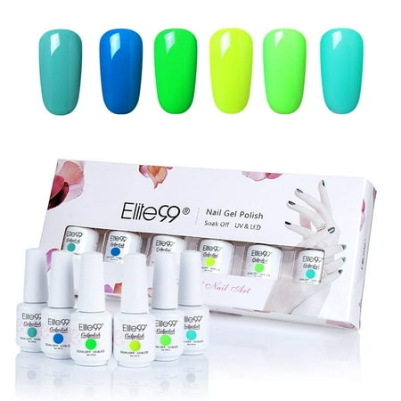 Elite99 6 Colors Soak Off Gel Nail Polish Kit Long Lasting Nail Varnish Lacquer Healthy And Eco-friendly Manicure Set (Best Way To Take Off Gel Polish)