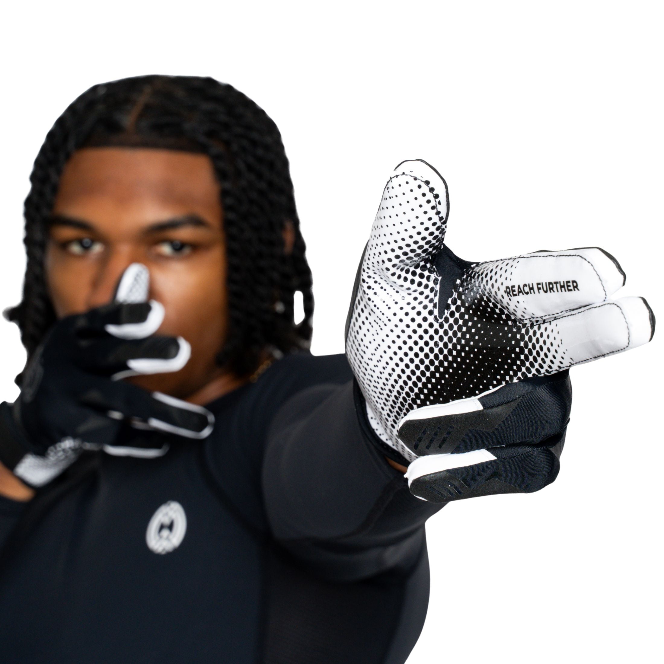 Massov VPRO3 Mens Adult Football Glove, Receiver Glove, Black, Medium