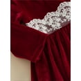 thumbnail image 5 of Gureui Toddelr Kids Girls Velvet Princess Dress Long Sleeve Lace Trim Bowknot Tunic Dress Christmas Party Girls Outfits, 5 of 7