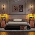 thumbnail image 4 of Satifur Tall LED Nightstand,Bedside Table with Charging Station,3 Fabric Drawers & Shelfs for Bedroom Living Room,Rustic Brown, 4 of 8