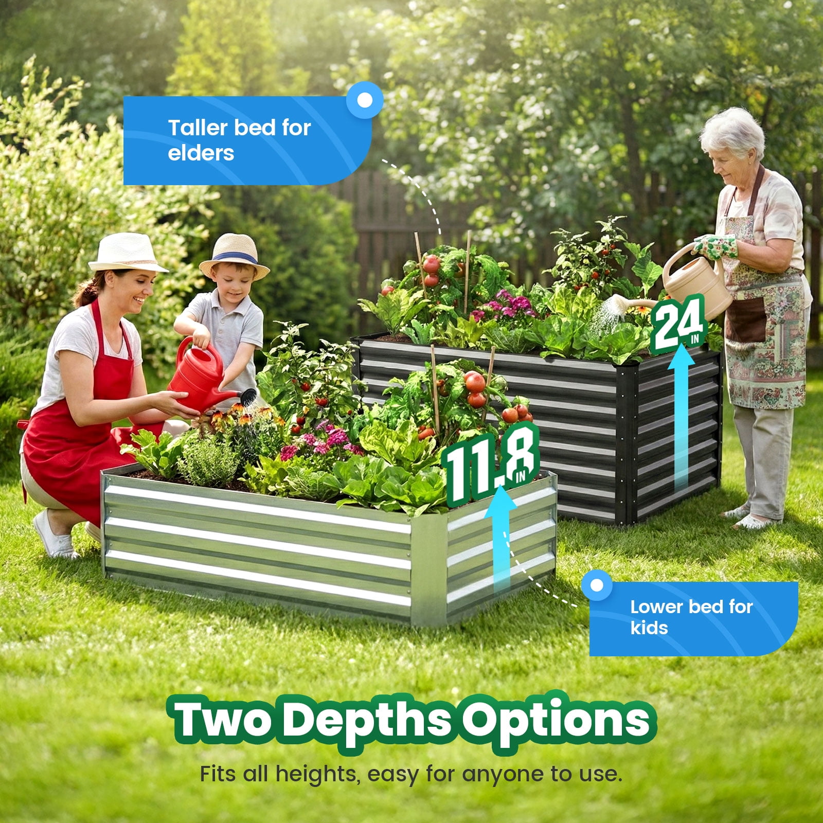 Quictent Raised Garden Bed with Cover, 4x3x2ft, Tall Metal Planter Box, Clear, 33.5 lbs