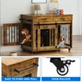 thumbnail image 2 of DEXTRUS Wooden Indoor Dog Crate Furniture with Divider and Drawers, Brown, 2 of 6