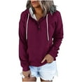thumbnail image 2 of Xcmzpl Hoodies for Women Basic Solid Color Hooded Sweatshirt Athletic Pullover Tops Work Long Sleeve Blouses Early Fall Fashion, 2 of 5