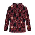 thumbnail image 5 of Hsovts Vintage Halloween Graphic Hoodie for Men, All Over Pumpkin Candy Ghost Spider Pattern Relaxed Fit Everyday Sweatshirt red 2xL, 5 of 7