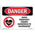 thumbnail image 1 of SignMission OS-DS-D-35-L-1687 OSHA Danger Sign - Radio Frequency Hazard Dangerous Pacemaker, 1 of 1