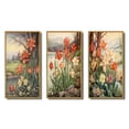 thumbnail image 2 of Designart "Retro Illustration Blooming Red Tulips III" Wildflowers Framed Wall Art Set Of 3 - Red Traditional Frame Canvas Set For Living Room Decor, 2 of 6