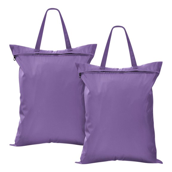 2-Pack Waterproof Travel Laundry Bag Lightweight Polyester Duffle with Top Handle for Beach/Camping/School Solid Muted Violet Background