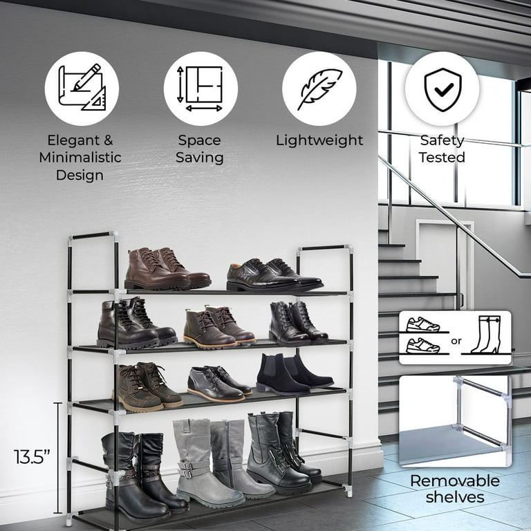 Rolanstar 5-tier Shoe Rack with Foldable Storage Bin