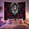 thumbnail image 2 of Silver Moth Under Full Moon and Magenta Roses, Mystical Gothic for Dark Art Lovers, Lunar Wall Art, Halloween Gift, Tapestry Wall Hanging for Bedroom and Living Room, 2 of 7