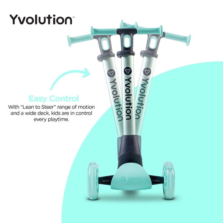 Yvolution Glider Nua Green3-Wheel Kids Scooter Light-Up Wheels