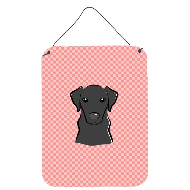 "Caroline's Treasures Checkerboard Pink Black Labrador impresiones para colgar en la pared o en la puerta, 16" x 12 " Caroline's Treasures BB1235DS1216