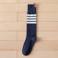 thumbnail image 3 of Japanese College Style Women Knee High Socks Vintage Asymmetric Striped Printed Autumn Student Sports High Tube Stocking, 3 of 19