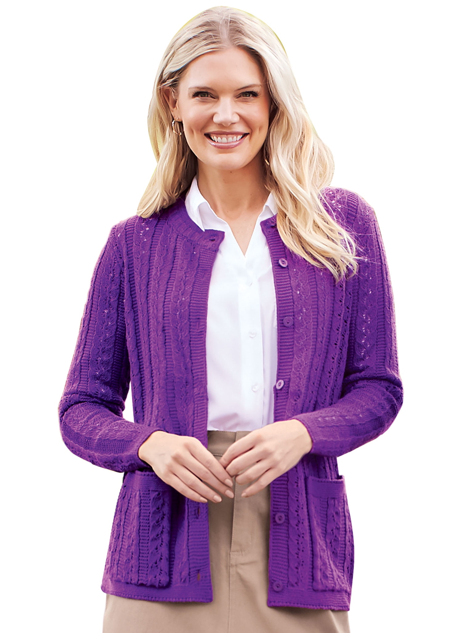 AmeriMark Women?s Cable Stitch Cardigan 