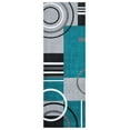thumbnail image 2 of Modern Washable Runner Rug 2x6 Contemporary Geometric Circles Carpet with Non-Slip Backing for Hallway, Low Pile Indoor Floor Mat for Kitchen Bedroom, Lake Blue, 2 of 6