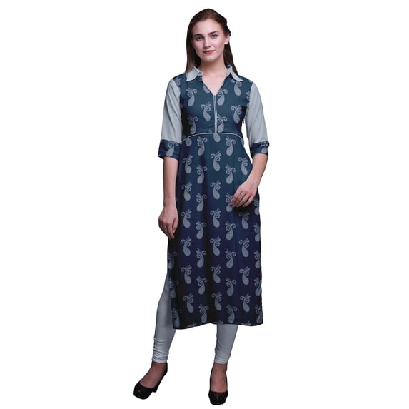 Bimba Rayon Straight Straight Kurti For Women Long Kurti Dress Printed Indian Top