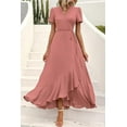thumbnail image 6 of PRETTYGARDEN Women's Summer Maxi Dress Casual Wrap Floral Boho Short Sleeve V Neck Split Ruffle Beach Long Dresses, 6 of 8