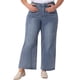 thumbnail image 1 of GRACE & GRANDEUR Pantalones de mezclilla de mujer de talla grande, de pierna ancha, de cintura alta, palazzo, casual, jeans de moda con bolsillos 1X Gris Azul, 1 of 7